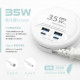 WiWU 智能閃充35W氮化鎵4孔USB延長電源供應器2C2A-47CM - 白