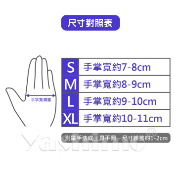 YASHIMO NBR無粉檢驗手套 湛藍色手套 指部壓紋款  檢驗手套 可觸控螢幕 彈性佳 食品級手套 100入/盒
