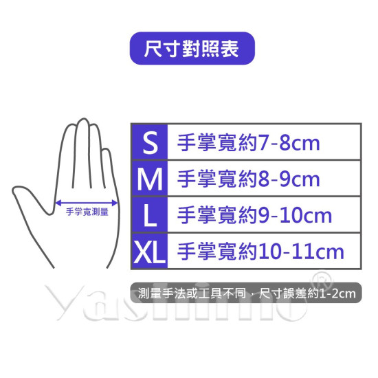 YASHIMO NBR無粉檢驗手套 湛藍色手套 指部壓紋款  檢驗手套 可觸控螢幕 彈性佳 食品級手套 100入/盒